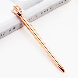 Metal Promotional Pen with Crown Ballpoint pen with Crystal High Quality Writing stationery Student supplies LOGO Pen