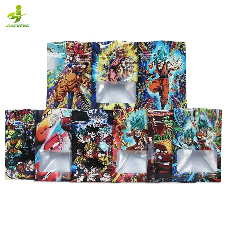 Custom New Digital Printing Moisture Proof Exotic Mini Small  3X4 1 Gram 1G Flat Comic Cartoon Mylar Zip Lock Bags