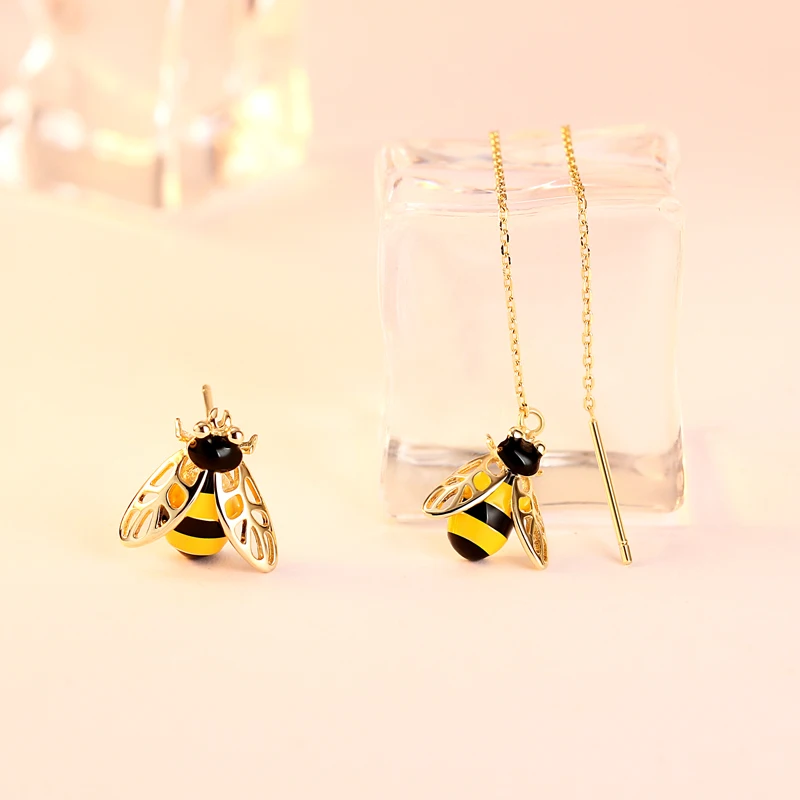 S925 Sterling silver Bee Earrings for lady allergy - resistant stud earrings