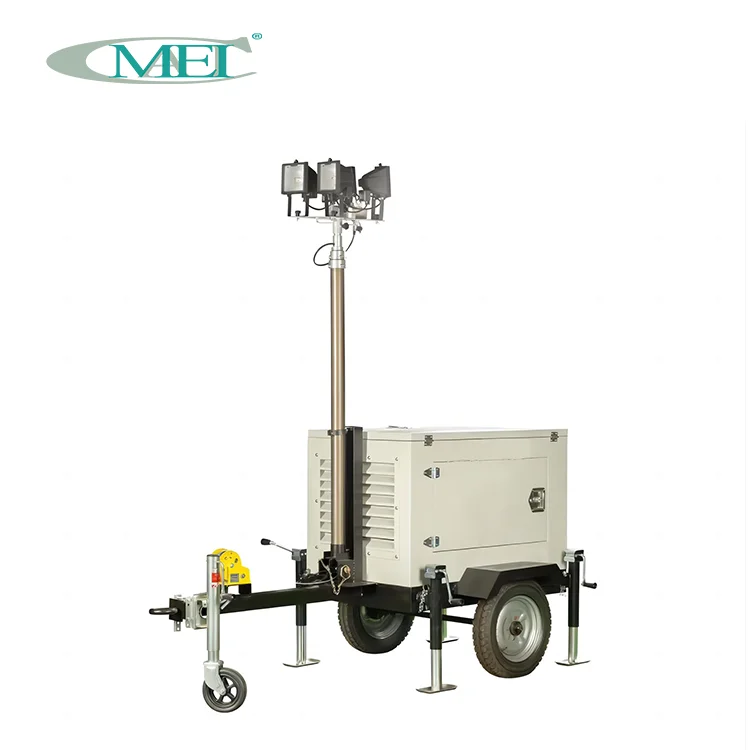 5m Diesel Generator 4X1000W Mobile Light Towers Telescopic Mast Portable Outdoor Lighting Tower