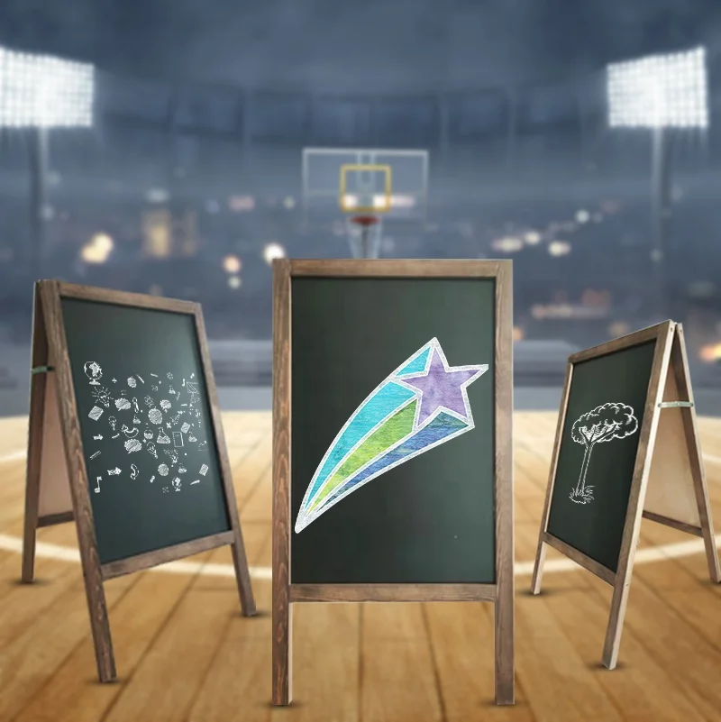 Rustic Wood Frame Free Standing Small Double Sided Blackboard For Restaurant