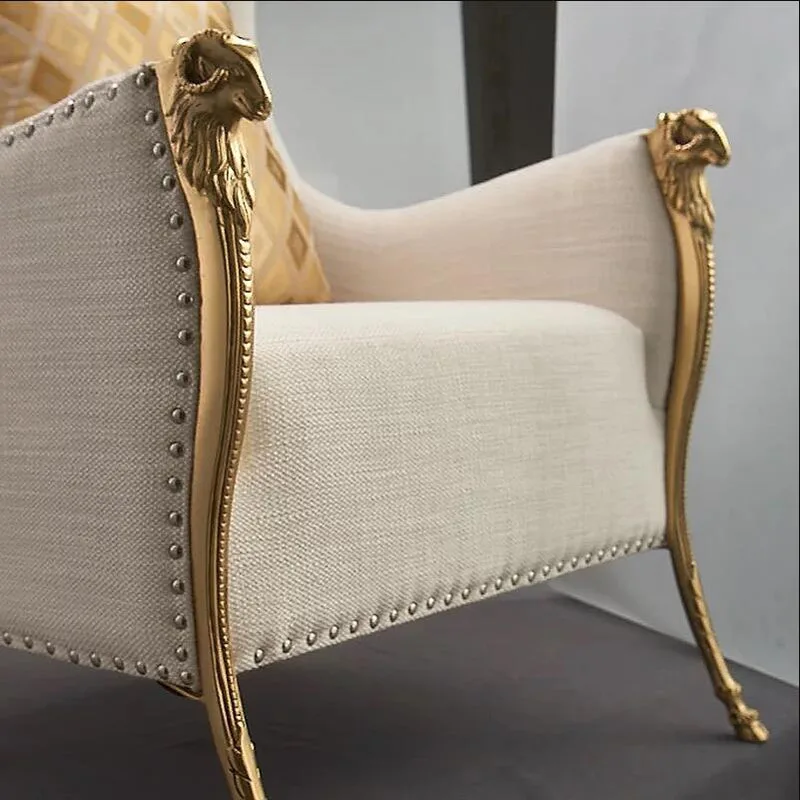 Customized light luxury fashion high-end sales department hotel lobby velvet sheep head 1 person sofa furniture