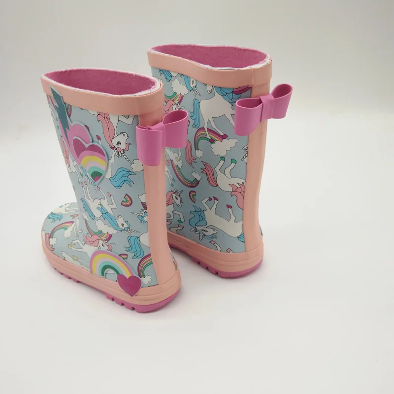 Fashion Desgin Custom Toddler Ankle Galoshes Skidproof Wellies Cute Bow Rain Boots Kids Waders