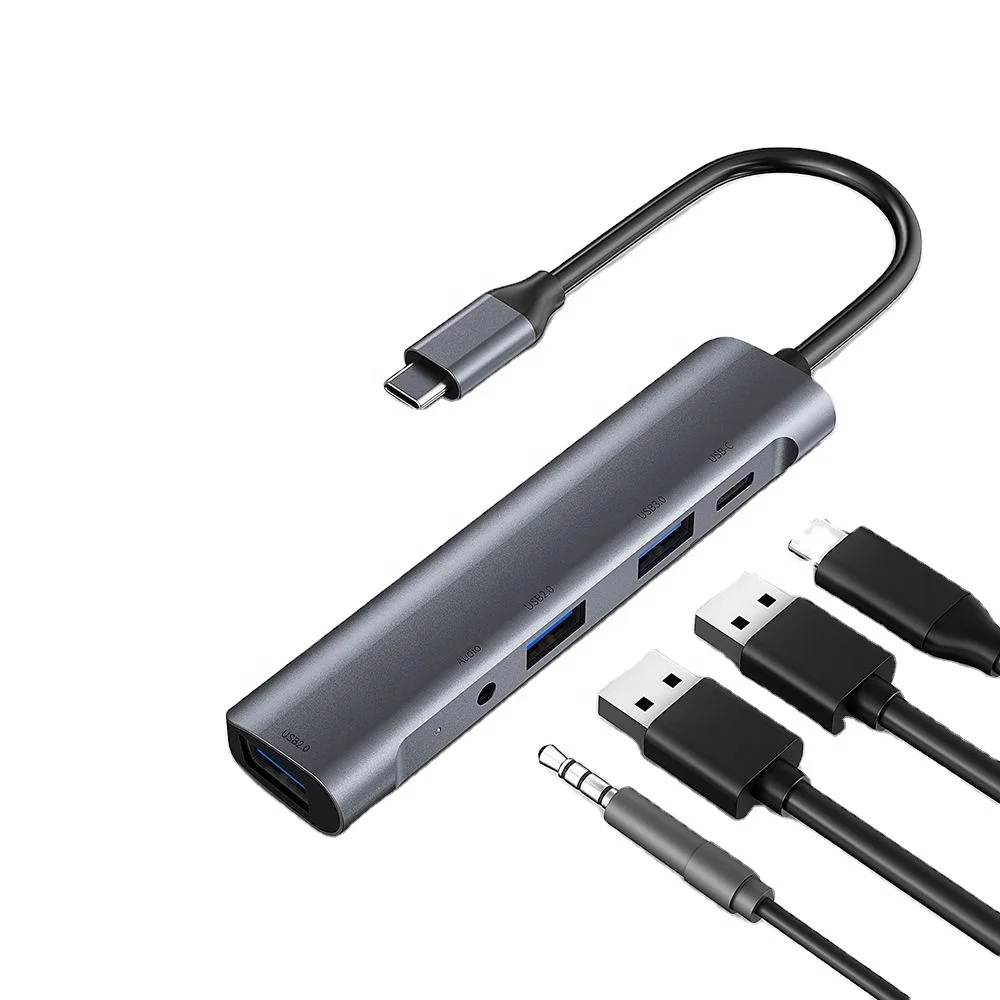 5 In 1 Switch USB C Laptop USB-Por-Hub Mini Usb Por Hub With Power Adapter