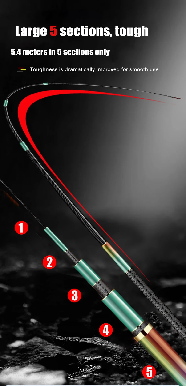 Alocs Wholesale Ultralight Carbon Fiber vara de pesca Sea Bait Carp Spinning Casting Rod Bass Fly Surf Fishing Pole Rod for Sale