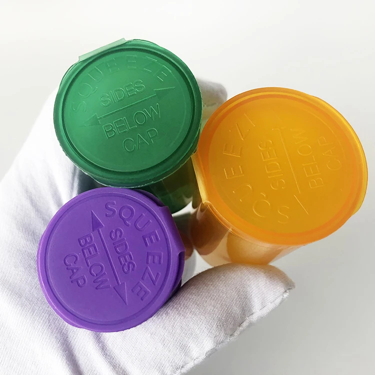 Child Resistant 6/13/19/30/60Dram Plastic Pop Top Bottles Vials, Squeeze Pop Top Tubes Medicine Pill Capsule containers pots