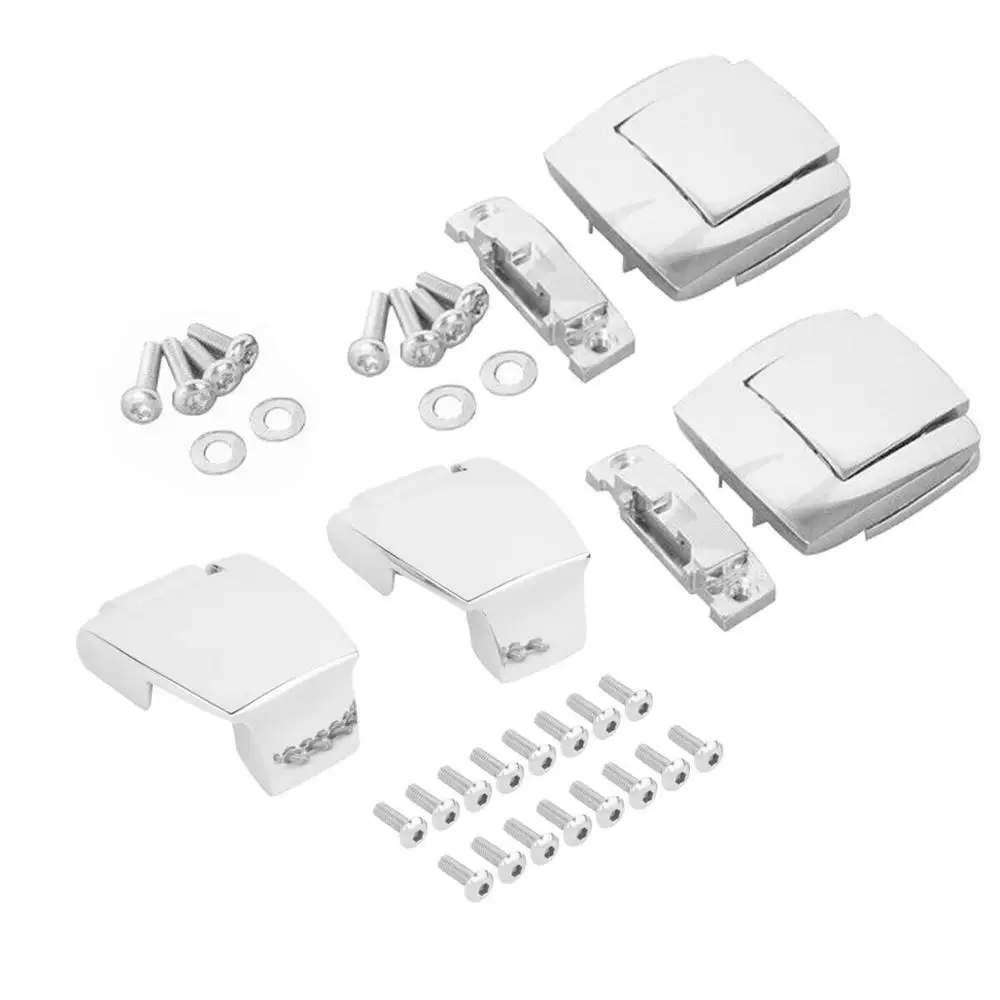 XINMATUO  Chrome Razor Chopped King Trunk Latches Hinges Fit For Harley Tour Pak Touring XF2906365-E-Set-US