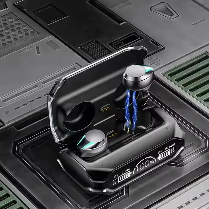 M41 Wireless Bluetooth Touch Digital Display In-Ear Sports Metal Texture Mecha Wind Dazzle Colour Light Magnetic Suction