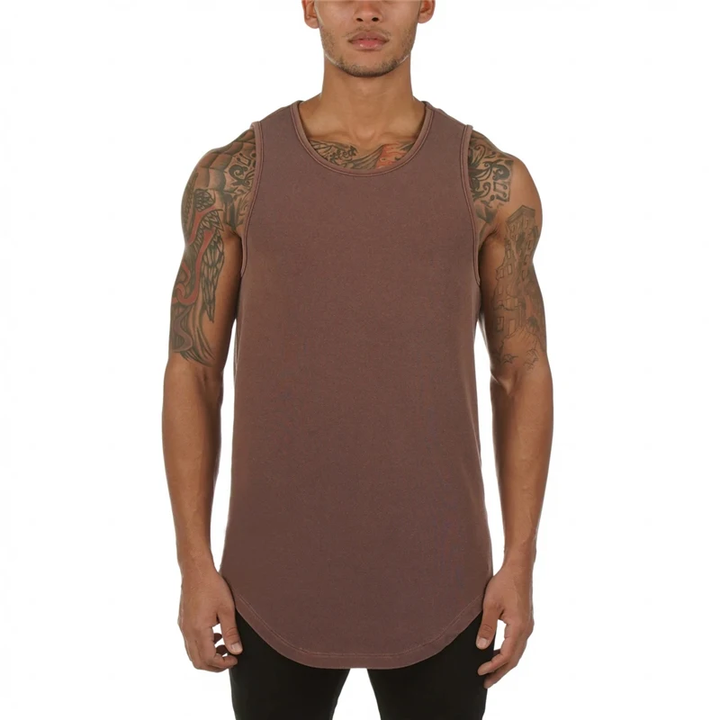 Майка мужская с круглым вырезом, спортивная одежда, жилет без рукавов, толстая ткань, без рукавов, без рисунка