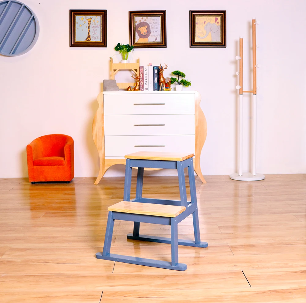 Nashow LMST-002 High Quality Natural White Kitchen Tower Step Stool Learning Tower Baby Kids Children Wooden Furniture