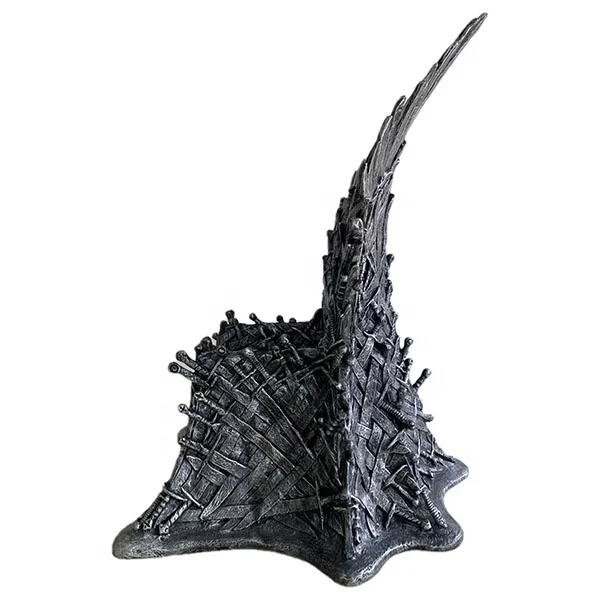 Custom High Simulation Fiberglass Iron Throne Chair for Home Art Gallery Showcase Club Shopping Center Decoration