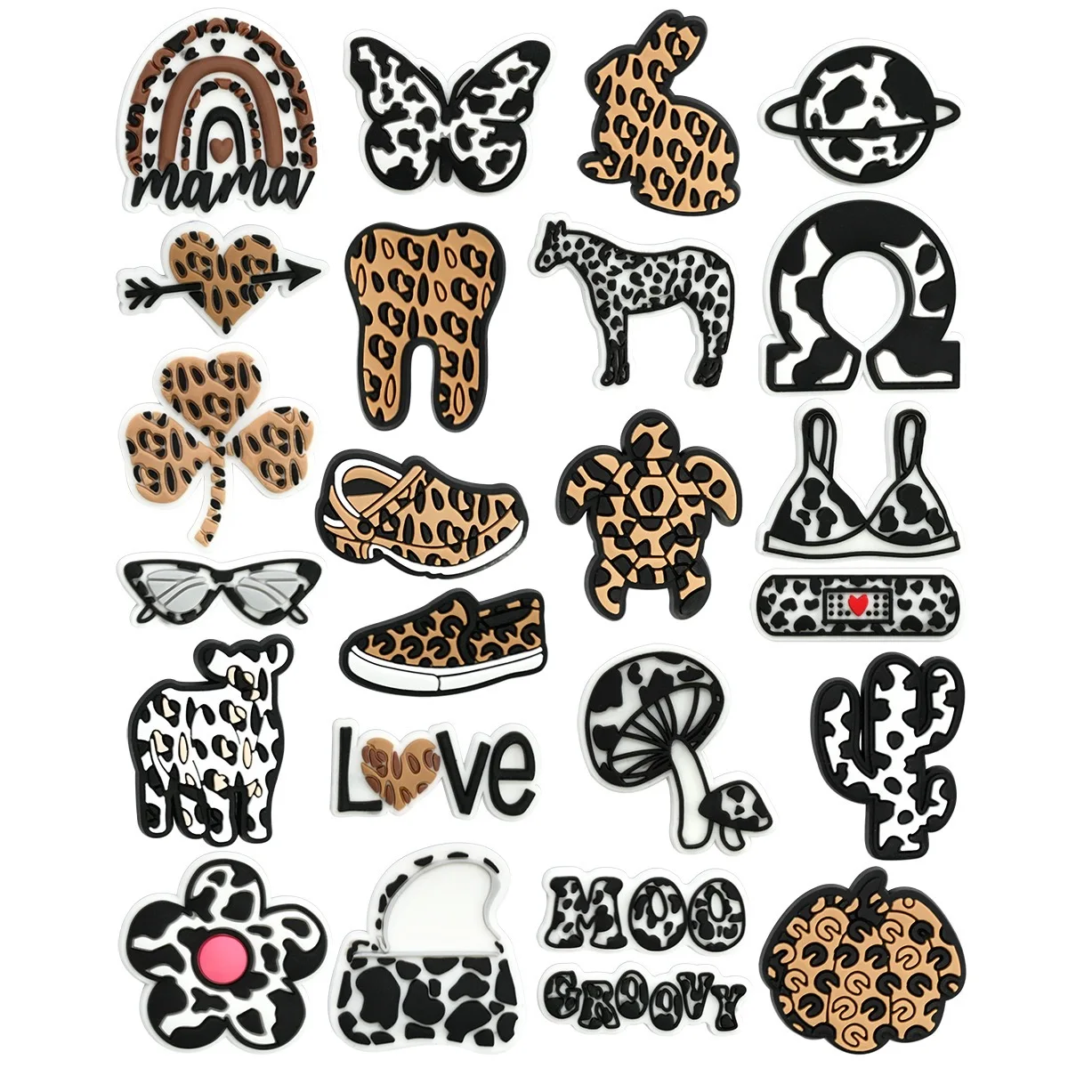 Luxury Ladies Decorative PVC Shoe Buckles Leopard Print Soft Hair Upper Back Position Decoration Factory Batch High Quality Shoe
