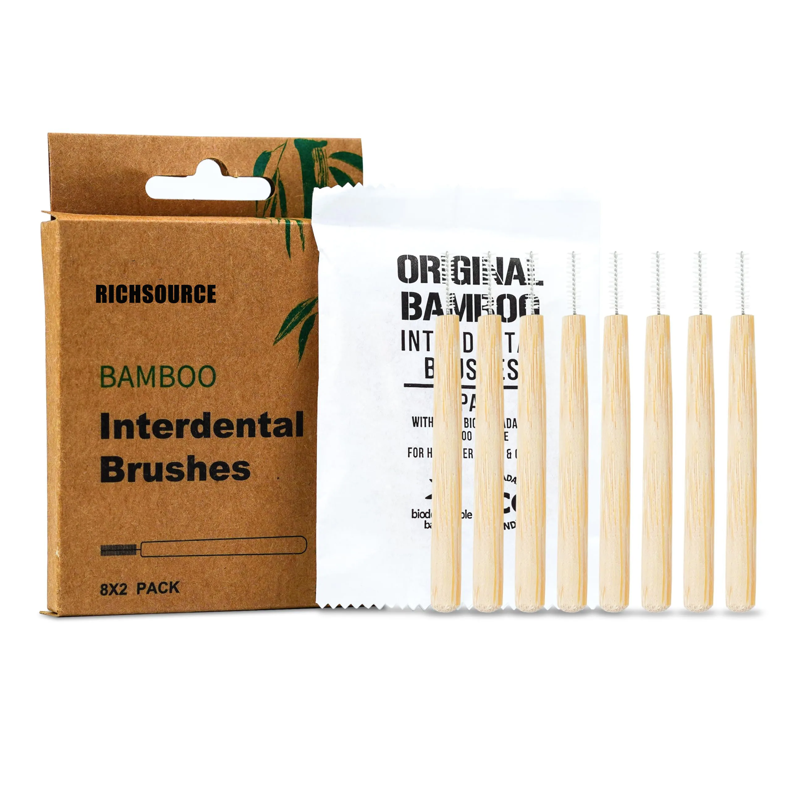 2024 Eco-friendly Nylon Interdental Brush Zero Waste Bamboo Wood Toothbrush for Adults Clean Feature