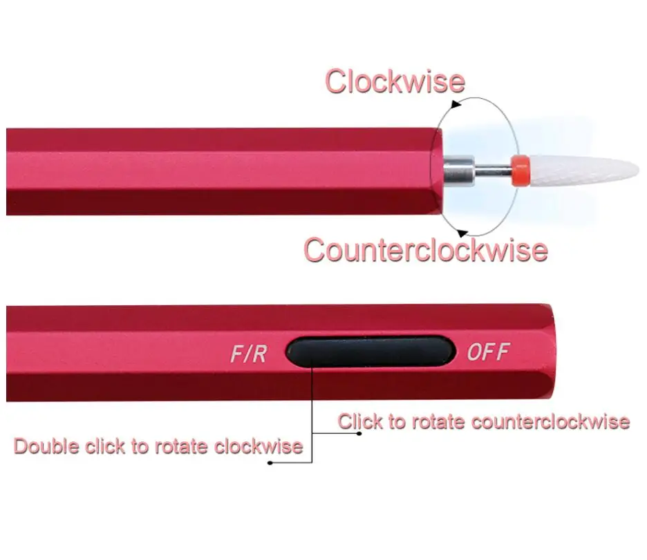 
7 Colors Nail Drill Pen Milling Cutter Removing Polish Tool USB Rechargeable Electric Manicure Nail Drill Machine With LED Light 