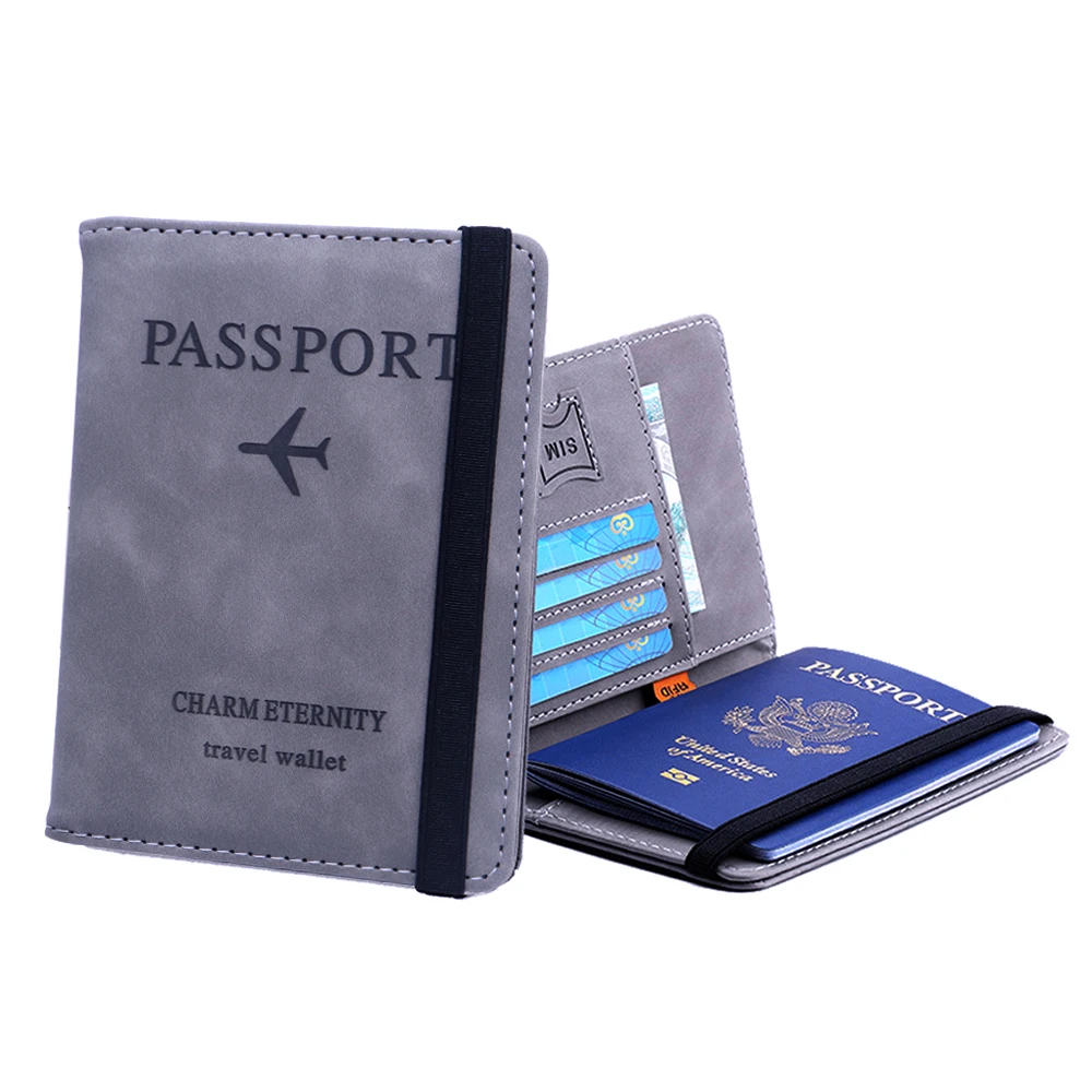 2024 Trending Travel PU Leather Passport Cover - Personalized RFID Blocking Passport Holder Wallet for Women and Men