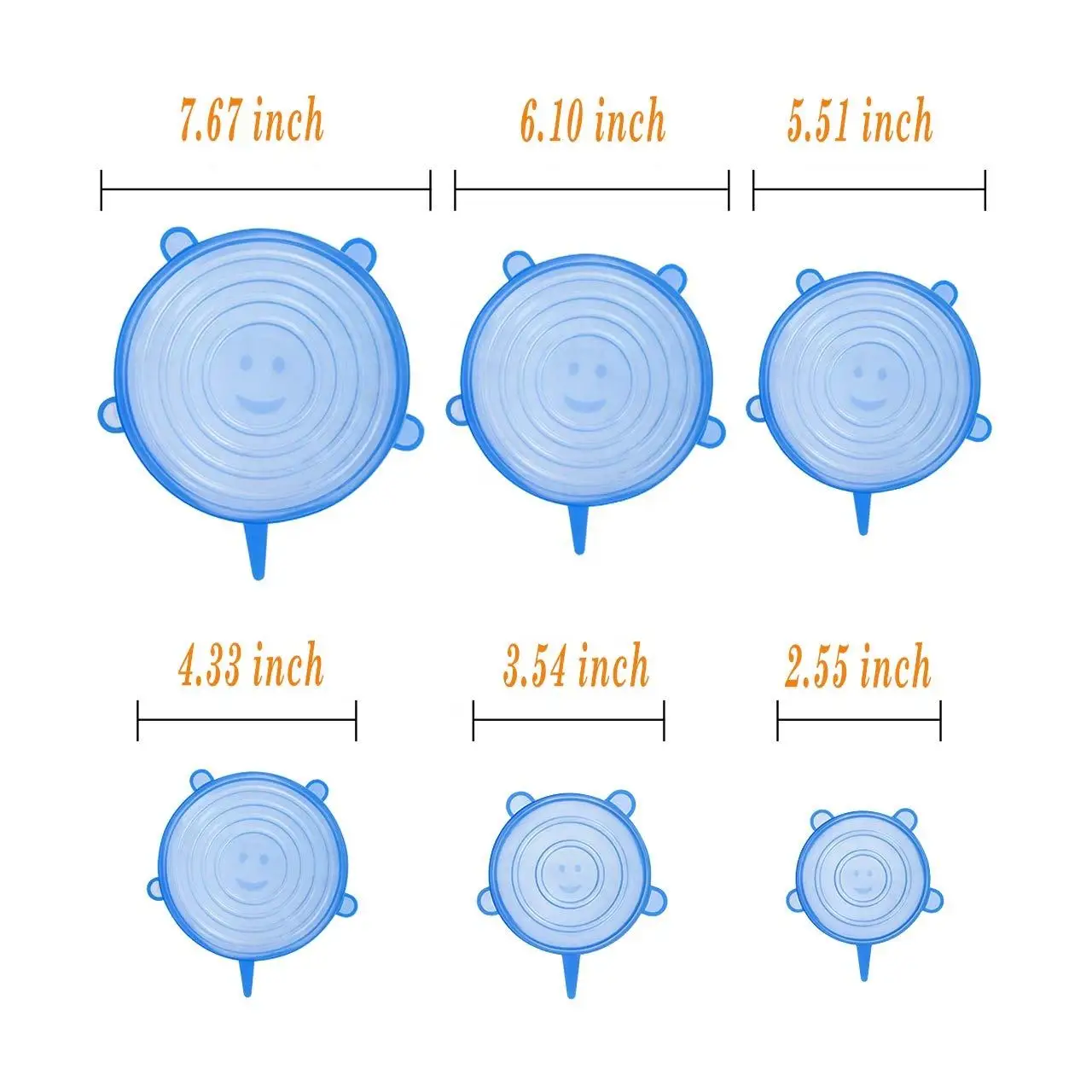 6 Pack Reusable Durable and Expandable Food Covers Silicone Stretch Lids OEM Bowls Silicone Lid Cover for Cup for Straw 10 Sets