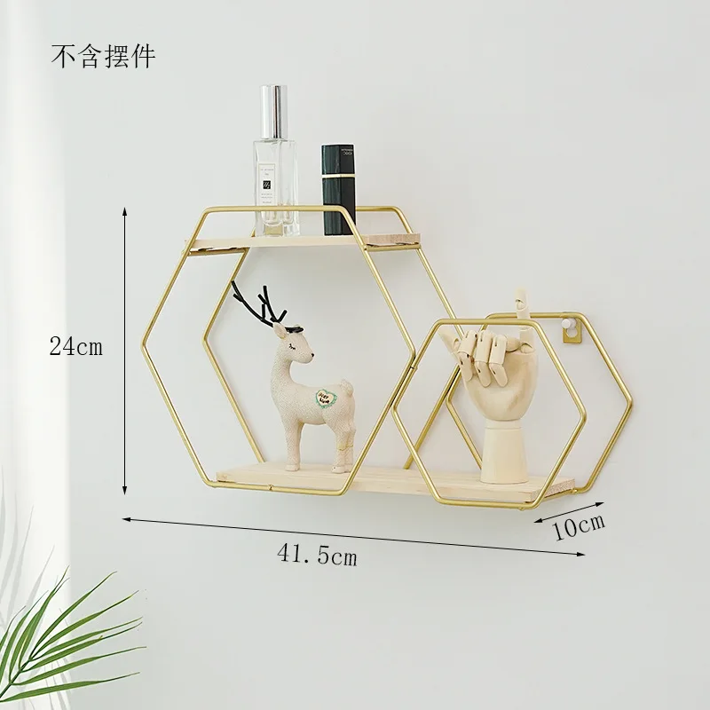 
wal art Modern Home Decor Wall Mounted Display Shelf Metal Wood Wall Storage Rack for Decoration 