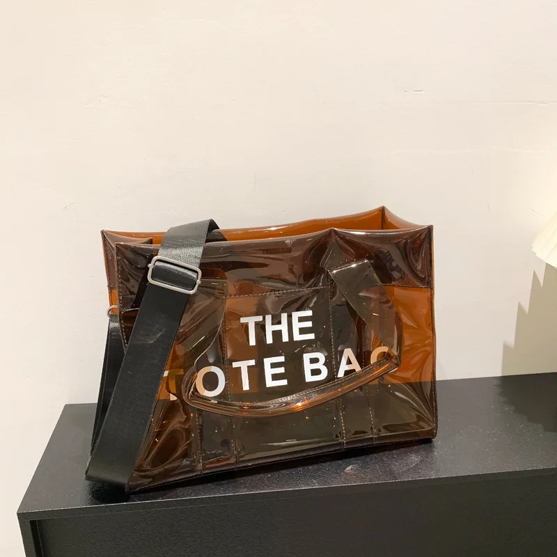 Customized Logo Transparent Handbag Fashion Luxury Transparent PVC Shopping Bag Ladies Shoulder Bag