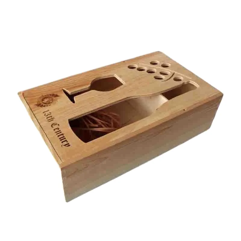 Luxury Blank Wine Glass and Champagne Gift Wine Box With Hollow Lid And Logo