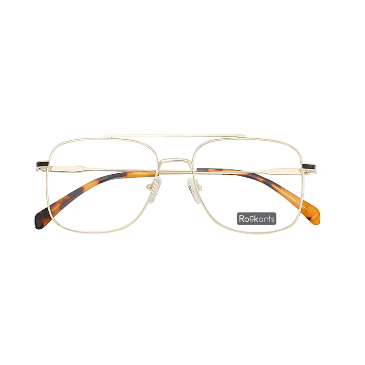 
Оправа для очков Мужская с двойной перемычкой, стильная Квадратная Металлическая оправа для оптических очков из нержавеющей стали 