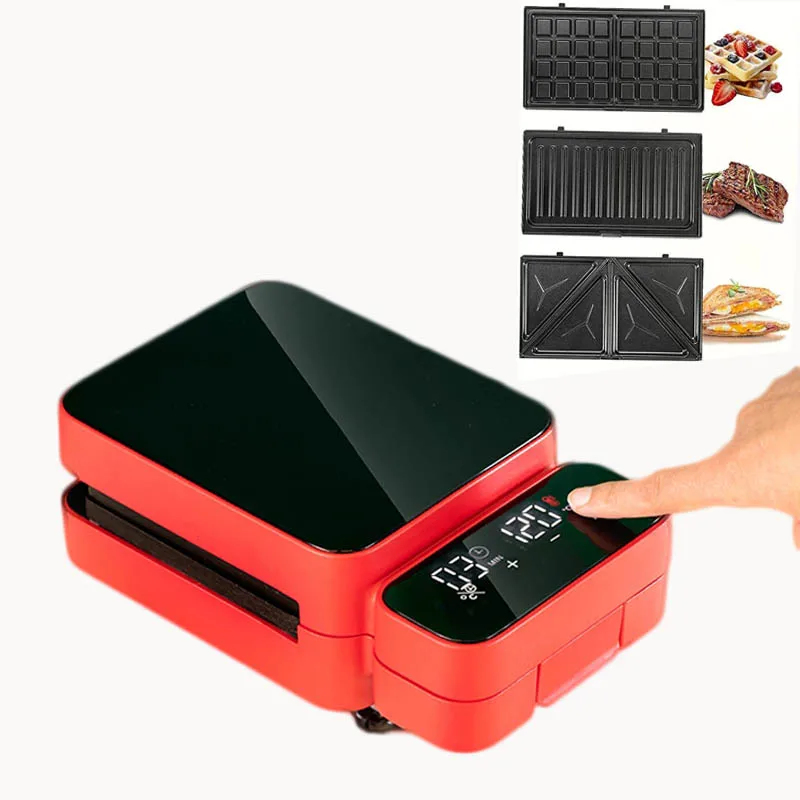 Family use electric detachable mini waffle maker with touch panel