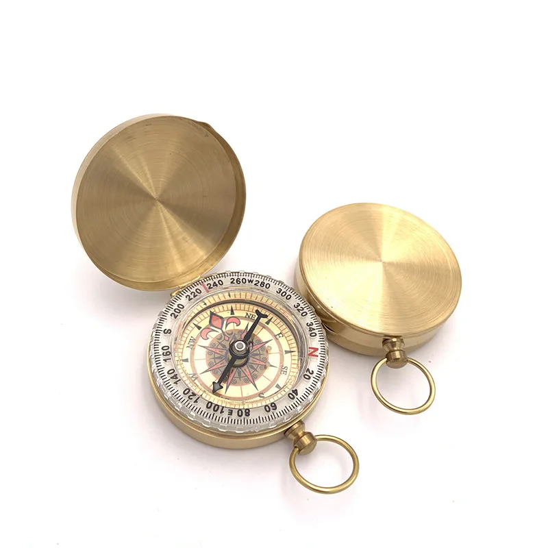  Outdoor hiking pendant pocket watch pure copper compassCamping mountaineering waterproof luminous