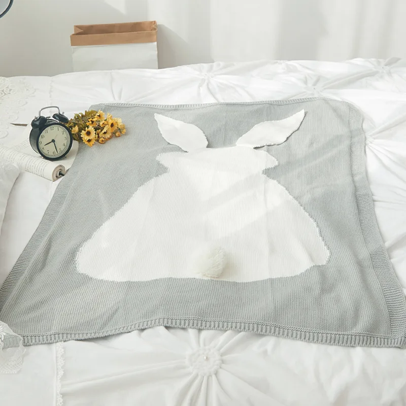 
i@home childrens modern toddler cartoon kid cotton baby knitted throw blankets rabbit 