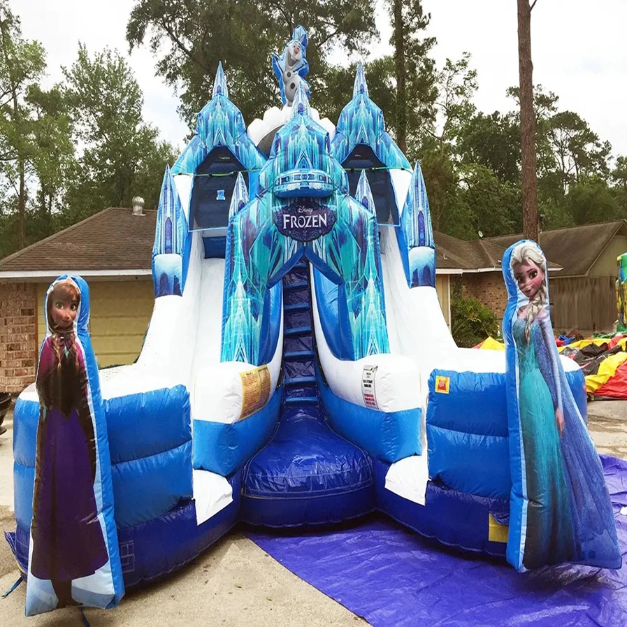 Inflatable frozen double lanes water slide,frozen elsa anna