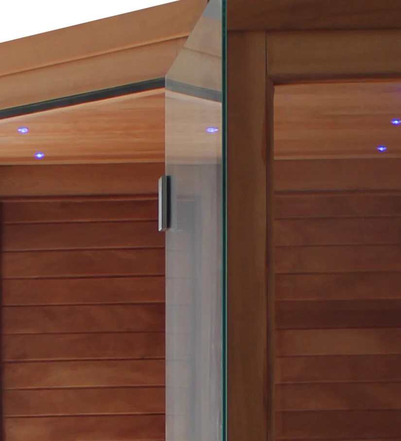 Person luxury shower steam wood outdoor sauna rooms
