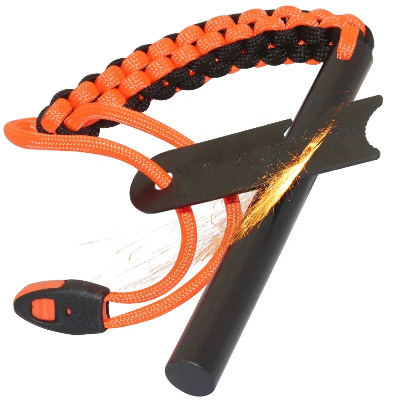5inches Camp Bushcraft Paracord Handle Flint Fire Starter Sparking Ferrocerium Rod Lighter