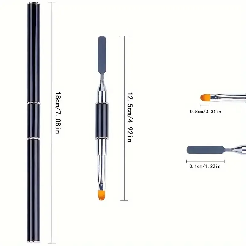 Nail Art Brush Acrylic UV GeL Extension Building Drawing Pen Brush Removal Spatula Stick Dual Ended Head Nail Pen Brush Tools