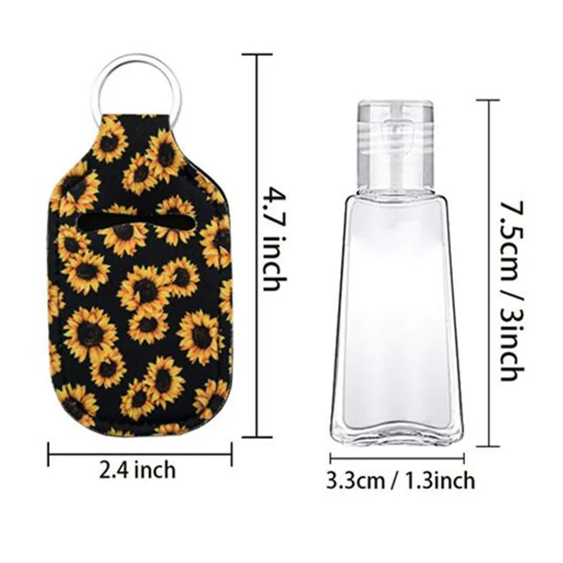 2022 Sublimation  Pocketable Neoprene 30ML Size Hand Sanitizer Bottle Holder Chapstick Wristlet Keychain With Lip Holder