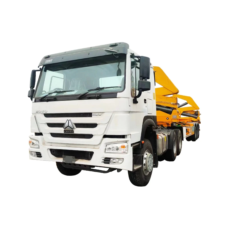 3 Axle 40ft Skeleton Semi Trailer Self Loader Container Trailer Side Lifter Container Truck Trailer With Crane