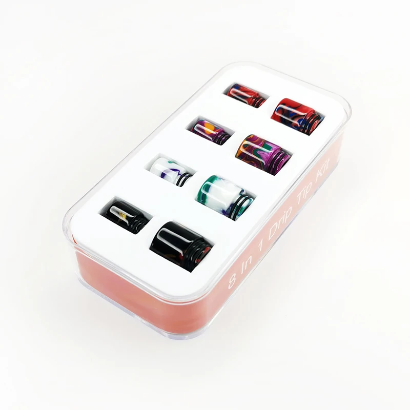 8 In 1 810 510 Drip Tip Kit Factory Wholesale 8pcs Epoxy Resin Mouthpiece Multi Colors Atomizer Tips For 810 Tanks