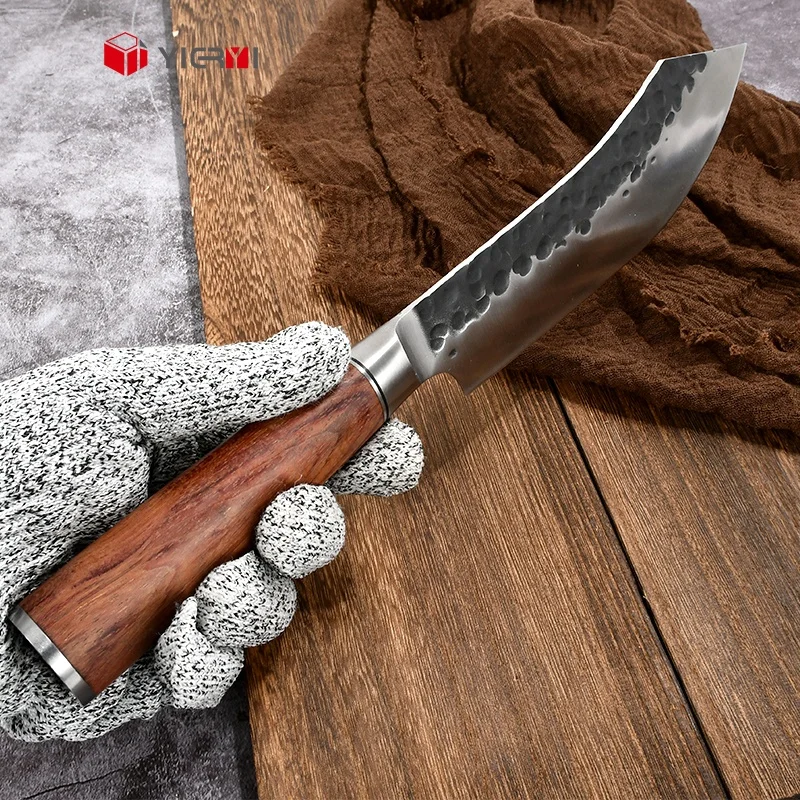 Full Tang Forged Butcher Slaughter Breaking Knives For Brisket Turkey BBQ  Roast Meat Carving Hammered Stainless Steel Blade