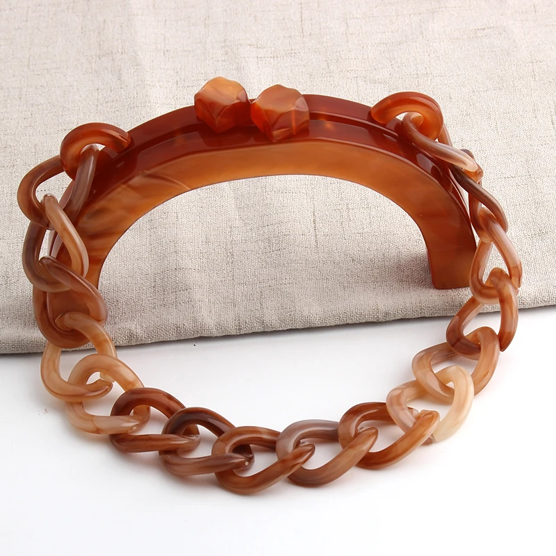 Nolvo World High Quality Fashion 15*9cm Acrylic DIY Top Handle Kiss Lock Resin Clutch Purse Frames Handbag Chain For Bags