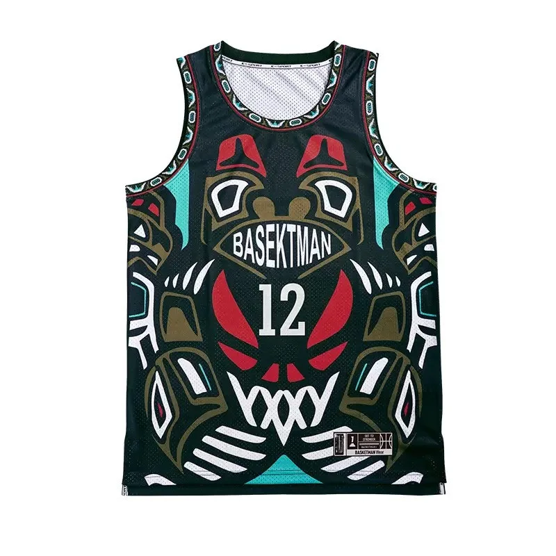 Reversible Custom Sublimation Embroidery  Fashion Design 100% Polyester Basketball  jersey