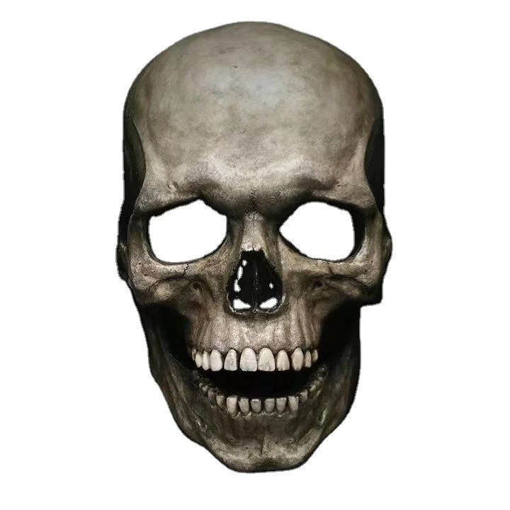 2023 Cheap Halloween horror new moving mouth skull mask head cover mouth moving skull halloween party decoration porp mask