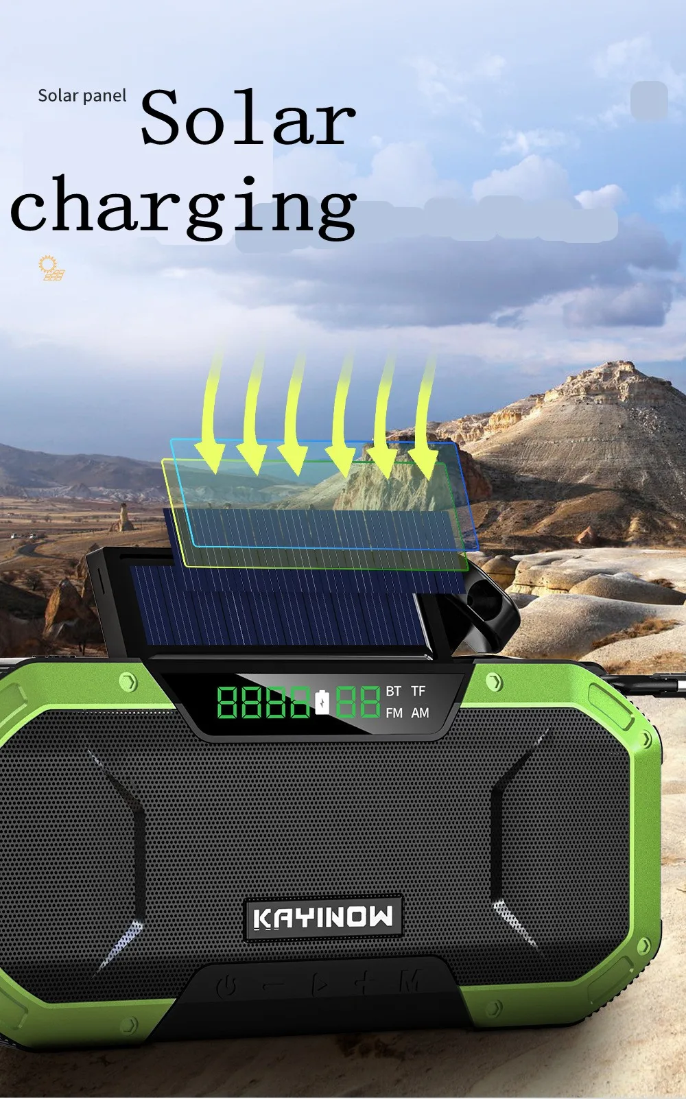 Portable power generator radio Outdoor multifunctional emergency Solar radio  speaker travel waterproof radio