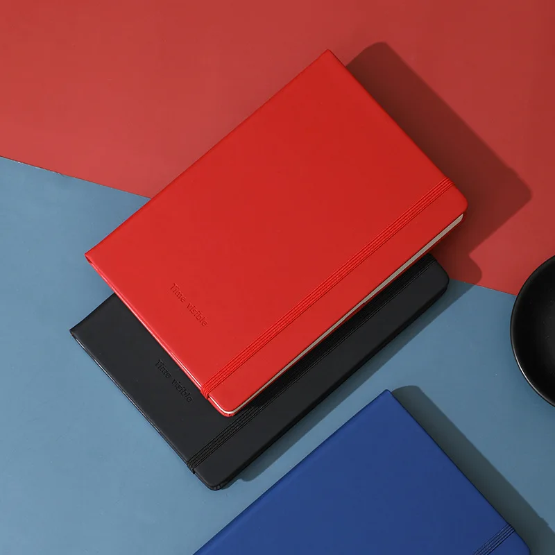 A5 Custom Logo PU Leather Self Care Journal Undated Daily Monthly Planner Corporate Use Promotional Hardcover Notebook