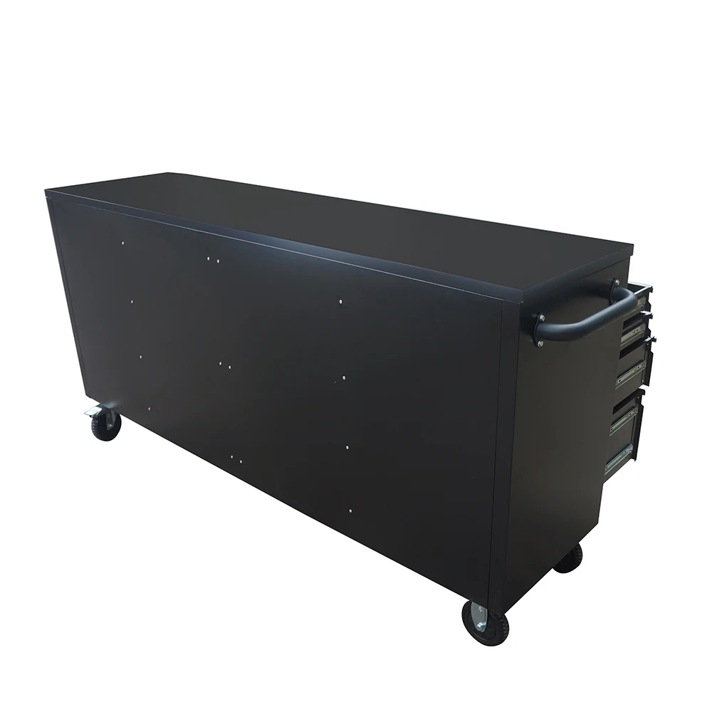 2024  72 inch 15 Drawers Tool Chest In Black Stainless Steel Tool cabinet
