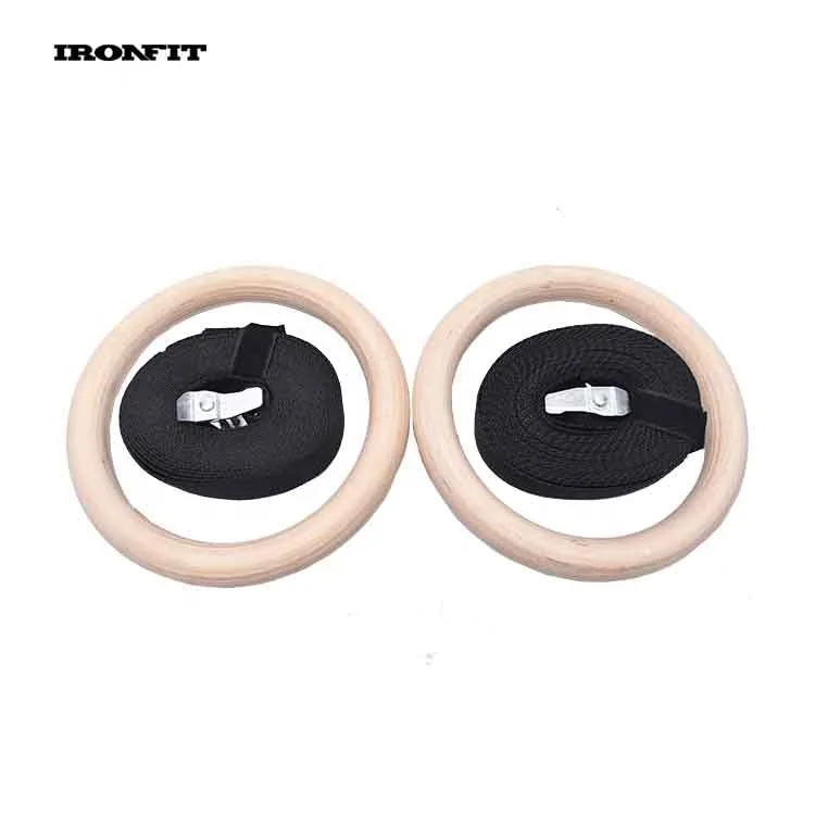 
28mm 32mm Numbered Custom Fitness Wood Gymnastic Rings 