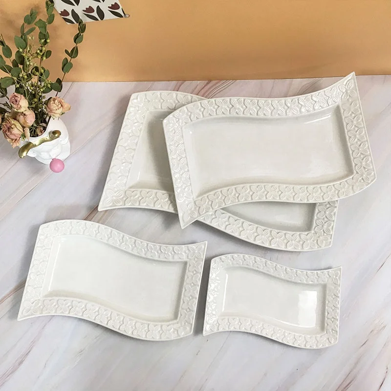 
High quality exquisite ceramic tableware ,ceramic dinner plate irregular shape plate for restaurant 
