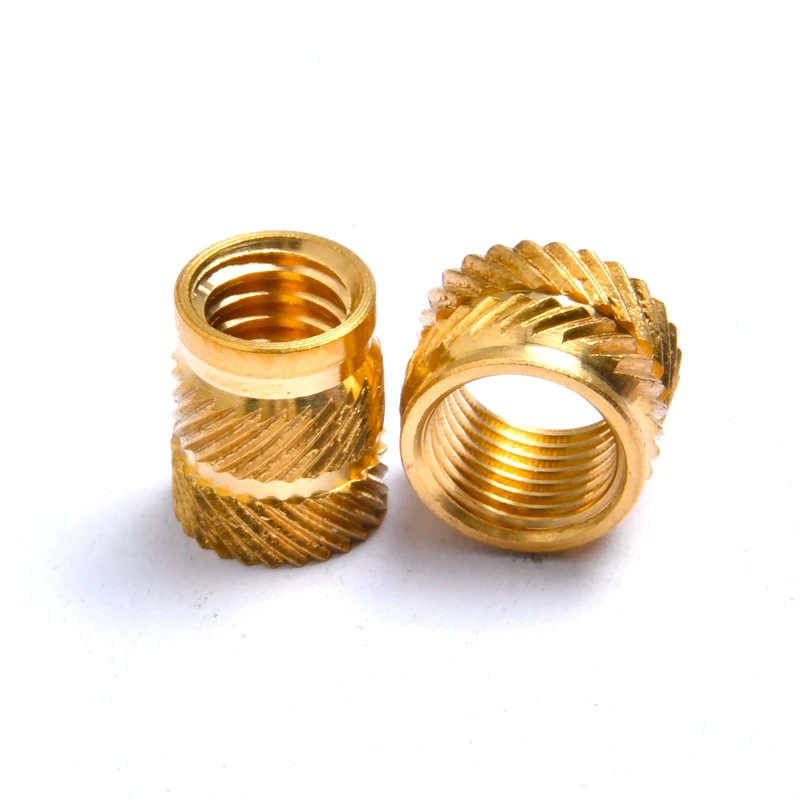 OEM Hot sales M2 M3 M4 M5 M6  threaded insert brass nut copper knurled nut Hot melt embedded nut for plastic