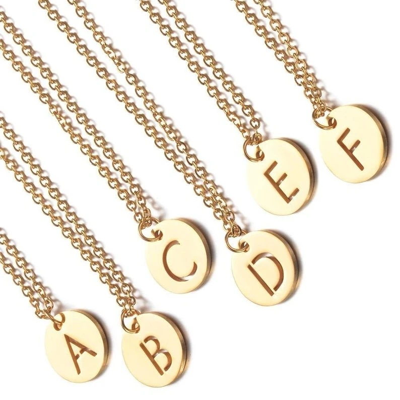 Factory Supply Personalized Fashion Stainless Steel Hollow Out Initial Charm Letter Pendant Jewelry Necklace