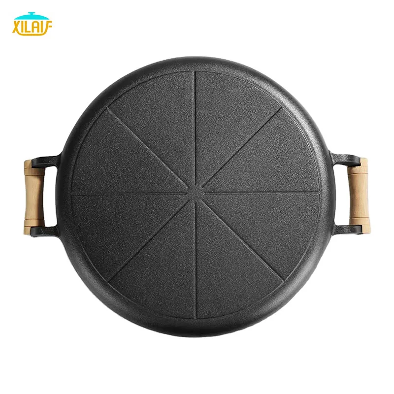 hot selling Cast iron Tawa Pan Pizza Crepe Pan Dosa Roti Tawa Budare Paw Bhaji For Home Use With Double Handle