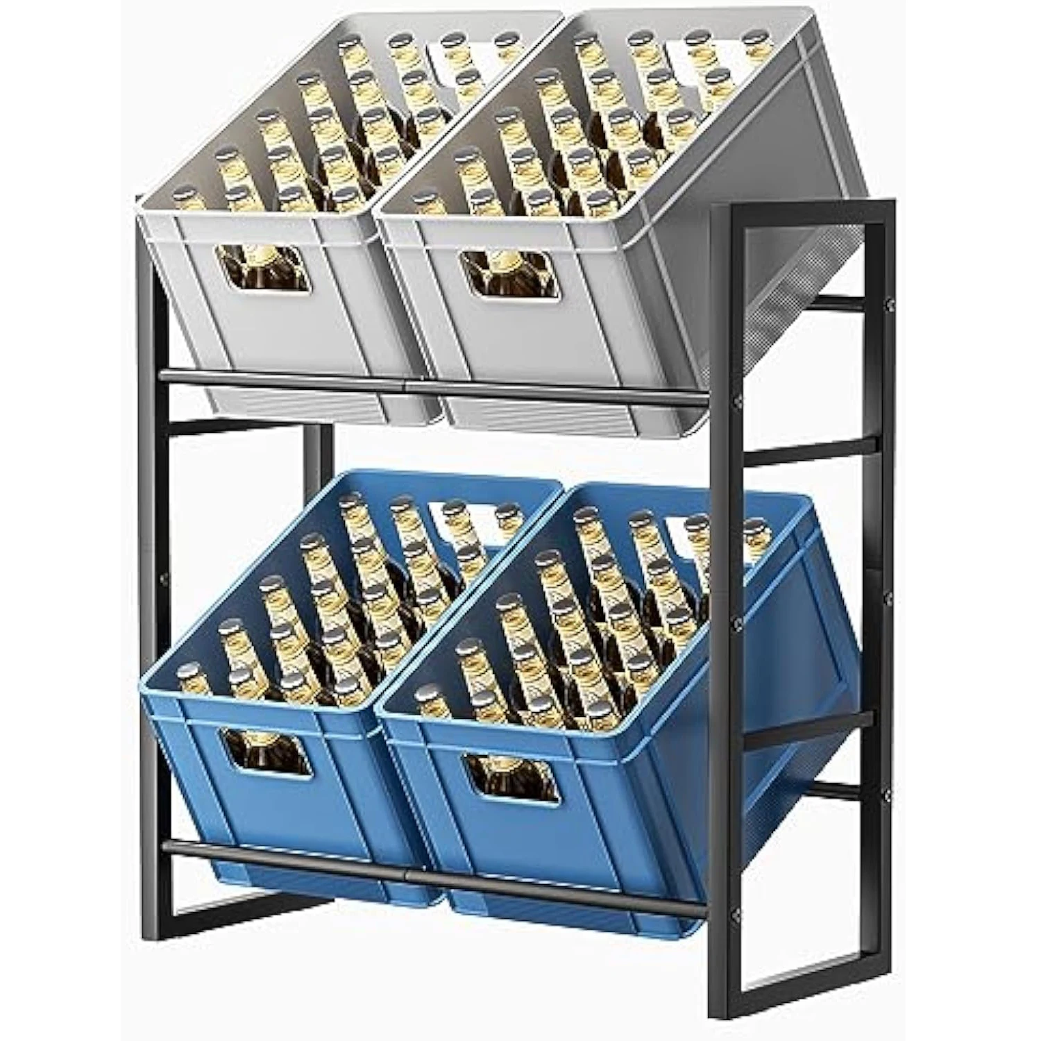 Drinks Crate Rack 4 Boxes Freestanding Box Stand, Beer Rack Independent Drink Rack Kitchen Shelf