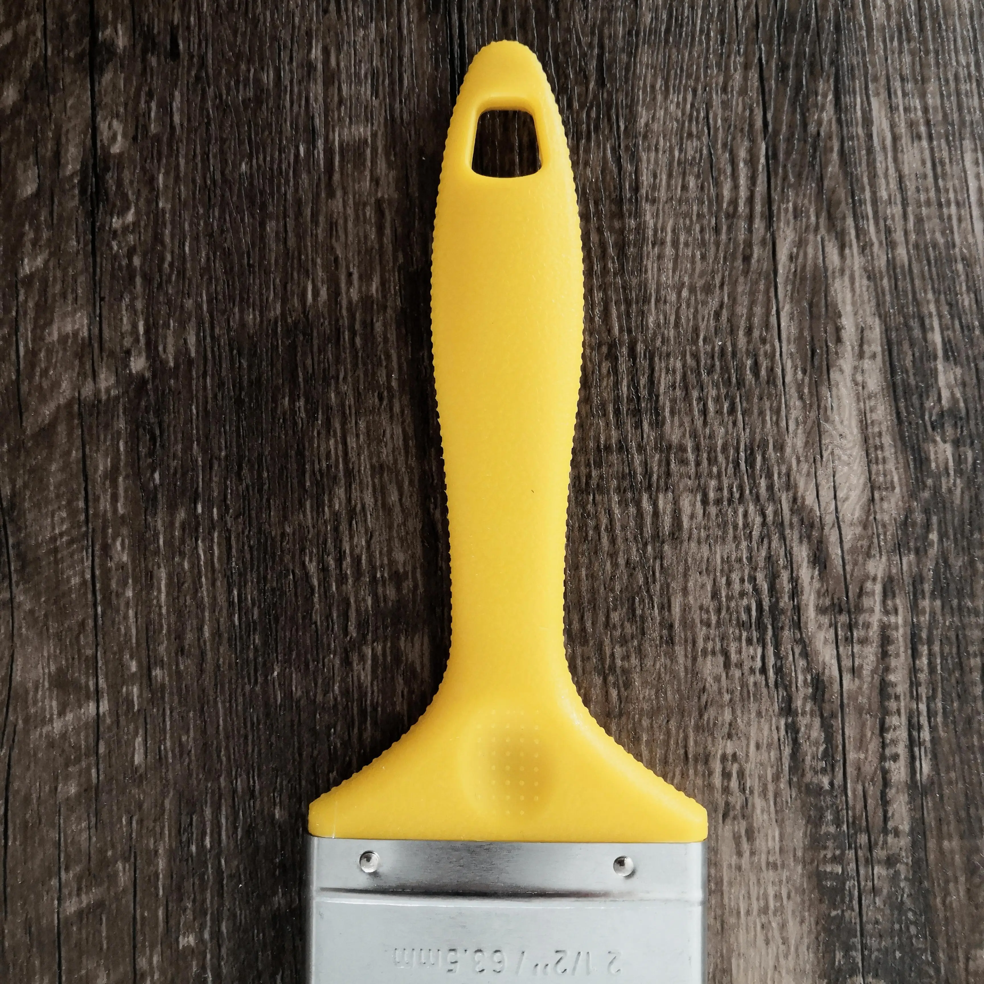 European style 50% polyester 50% pig hair bristle plastic Non-slip hollow handle 1inch flat yellow plastic painting brush