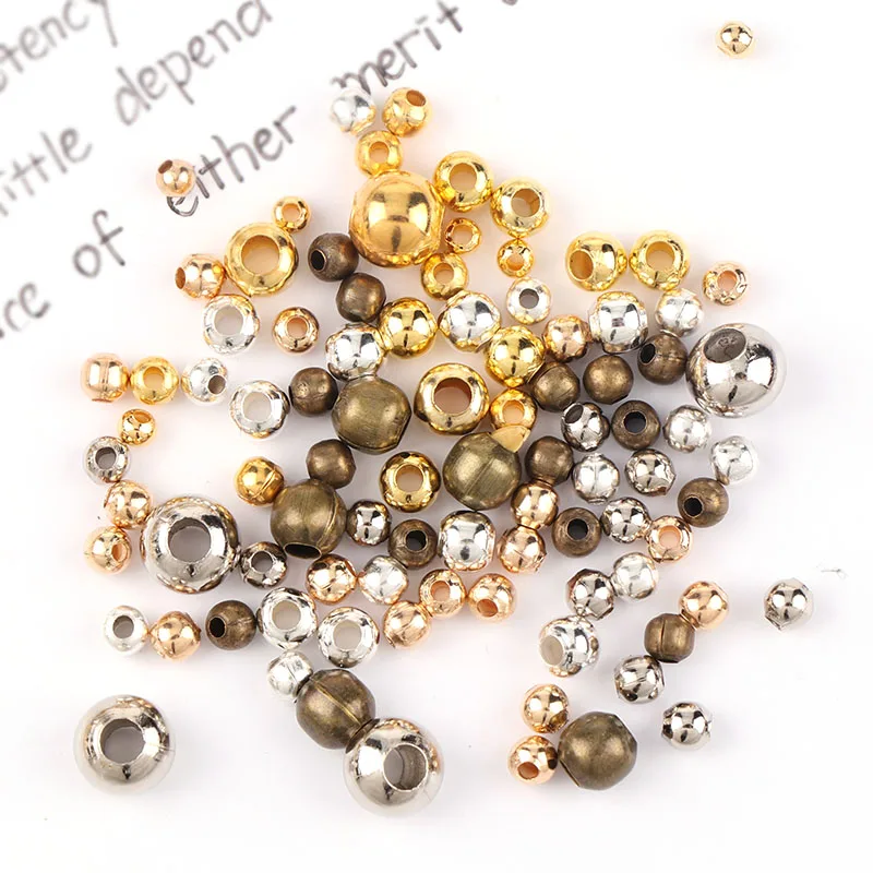3mm Mixed Color Round Iron Smooth Ball Spacer Metal Loose Beads For DIY Jewelry Making Needlework Bracelet Necklace Supplies