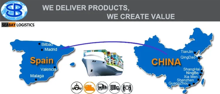 china sea freight forwarder shipping cost rates from china to Spain Barcelona Madrid Valencia Bilba